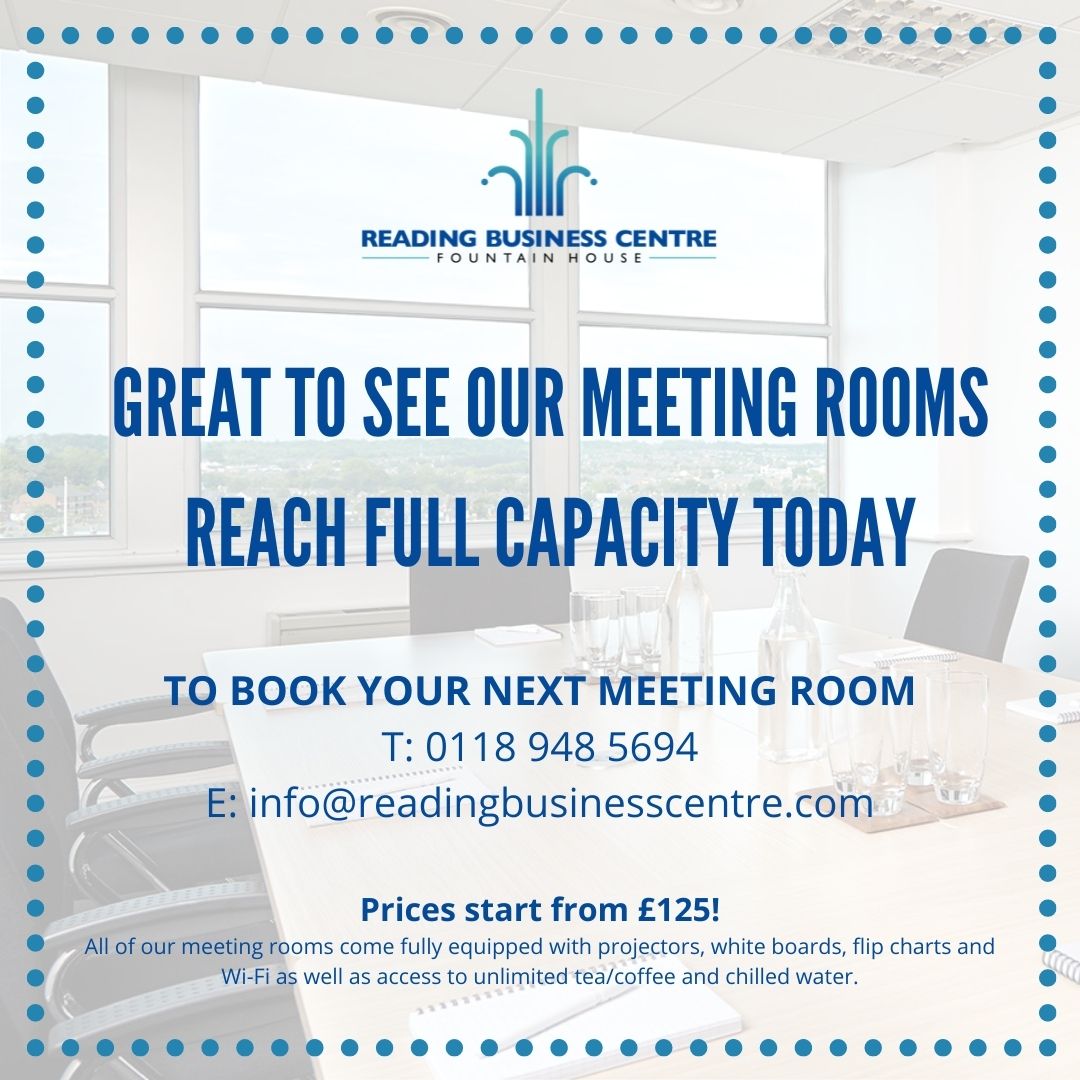 Book in your next meeting with us! We're right in the town centre and we have availability from 10th Sept onwards! Call and quote 'RBC15' to get 15% off your booking. We'll be more than happy to help :)
