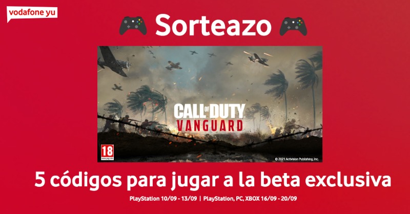 vodafoneyu's tweet photo. ¡Alerta GAMER! 🚨 Sorteamos 5 códigos para jugar a la beta de #Vanguard. Demuestra que los Yusers dominan en cada frente. Para conseguir el tuyo:
🔁 Haz RT
👤Sigue a @vodafoneyu 
Los códigos son válidos para PS, XBOX y PC
Mucha suerte en el sorteo y en el campo de batalla 🎮