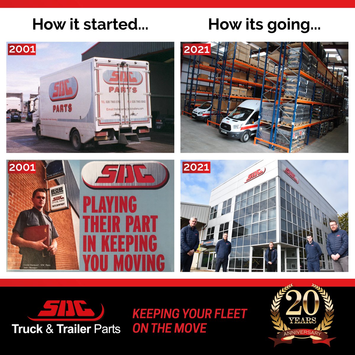 SDCParts's tweet photo. Looking back to where we started @SDCParts was established 2001 as a supplier of Quality Truck &amp; Trailer Parts..

Today, the company has the largest Parts network across Ireland with 8 depots and a growing UK network with locations in Warrington and Haydock.

#20yearsinbusiness https://t.co/EZk24cFJQa