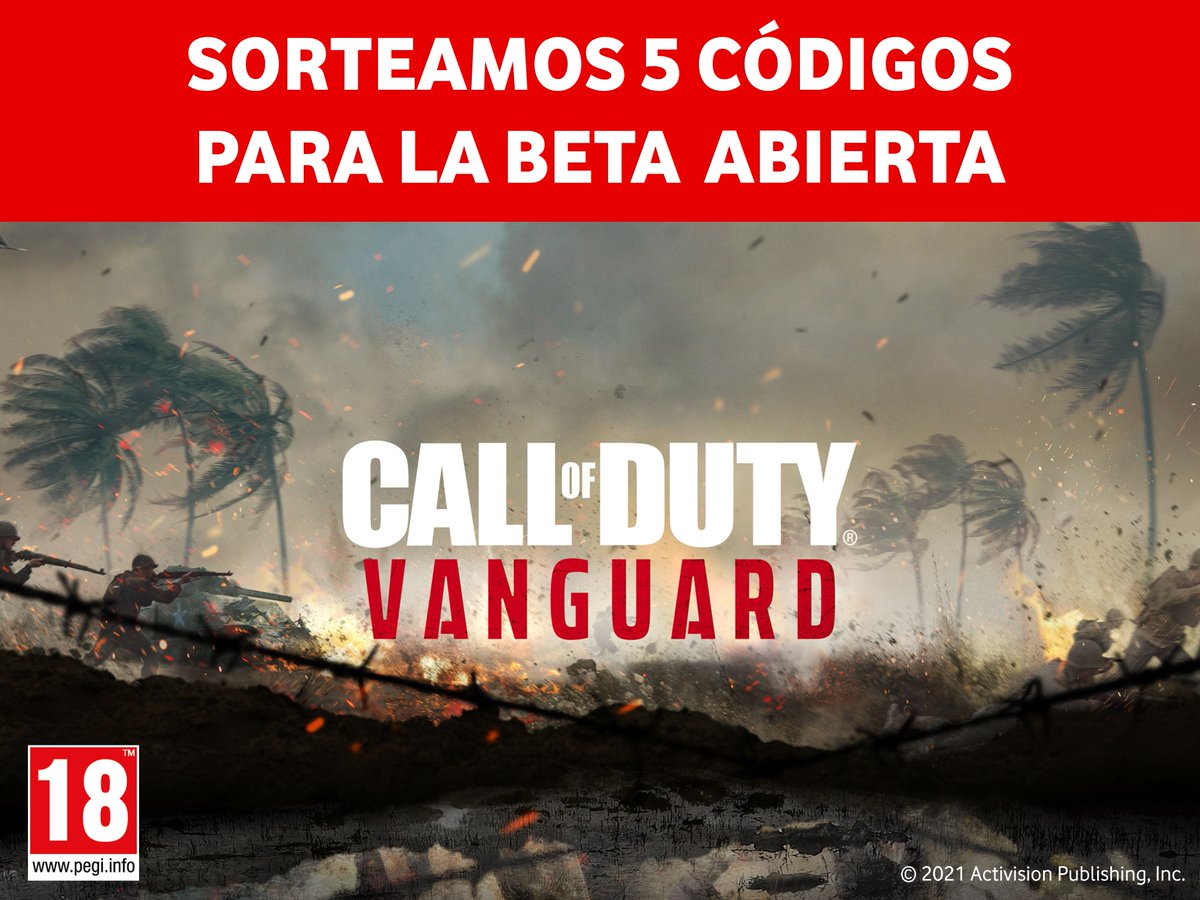 ¡Sorteamos 5 códigos para jugar a la beta de Call of Duty®: #Vanguard!
Participa en el sorteo:
🔁 Haz RT a este tuit
👤 Sigue a @esportsvodafone

Los códigos son válidos para PC, PS y XBOX ONE.
📅 Fechas de la beta:
PS:  10/09 ➡️ 13/09
PS, PC y XBOX: 16/09 ➡️ 20/09
