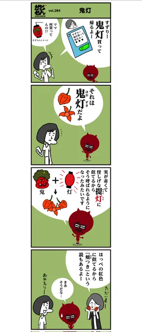 怖そうな漢字【鬼灯】読めましたか〜?科の植物で8月〜9月がきれいに色づく時期です。#イラスト #漫画 