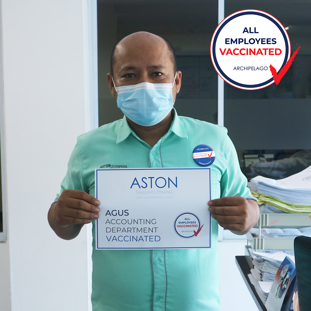 All ASTON Tanjung Pinang Hotel & Conference Center employees are now vaccinated!
#vaccinated #fightcovid19 #safetravels #safehotel #trustedhotels #archipelago #astontanjungpinang