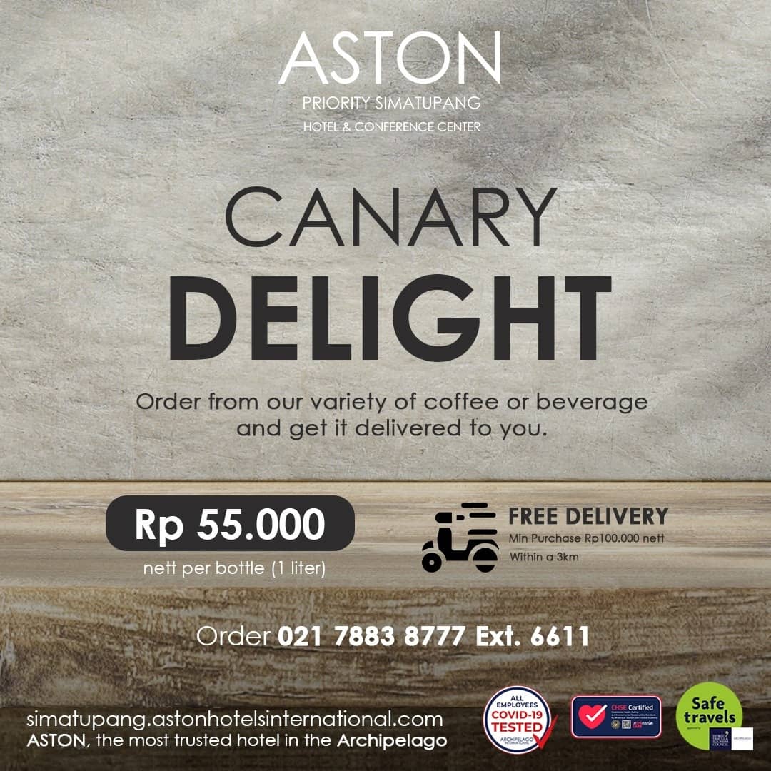 AstonSimatupang's tweet photo. Favorite beverage from LA Lounge. Best served cold during your 'me-time'. Only Rp 55.000 per 1 litter bottle. Swipe for more variant!

#ASTONSimatupang
#CanaryDelight
#BeveragesPromo
#Coffee
#Beverage1litter
#CanaryCoffeeShop
#Safetravel
#trustedhotel
#archipelago https://t.co/UEA6e3TIMq