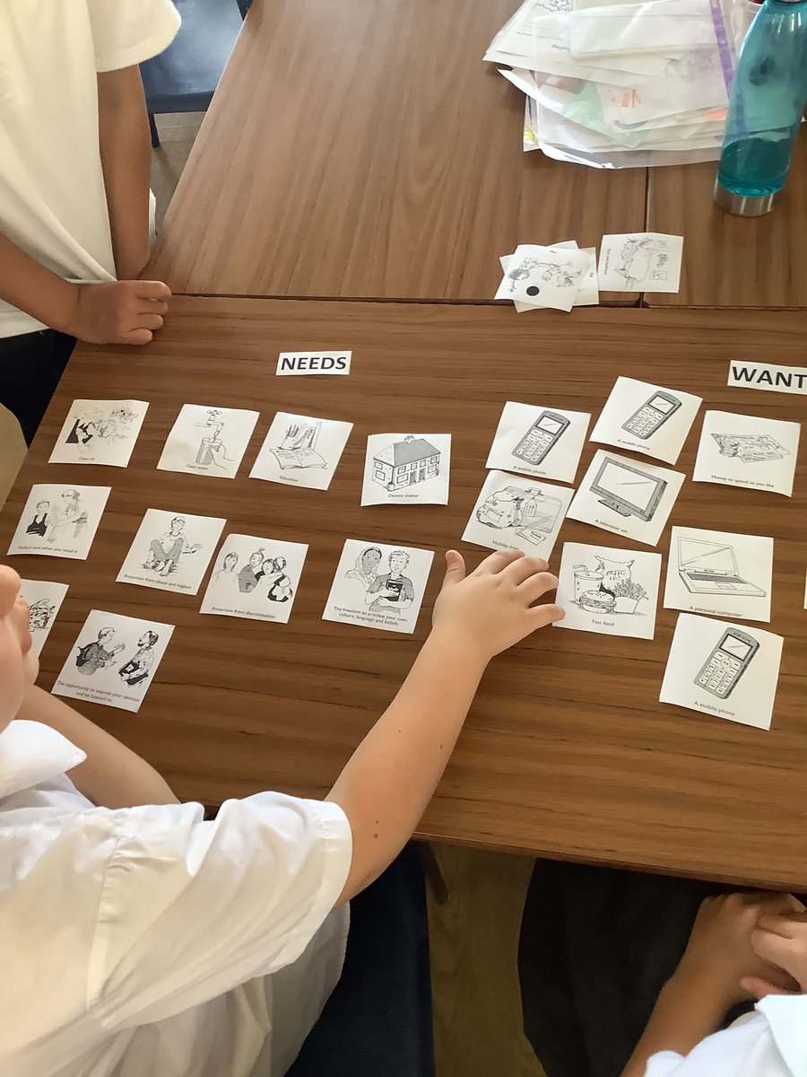 BantMsHaldane's tweet photo. Today we we thought about our needs and wants. We sorted out some cards to decide whether they were a need - something we must have to survive - or a want - something we would like. #banthwb https://t.co/Mbj8GeP0zh