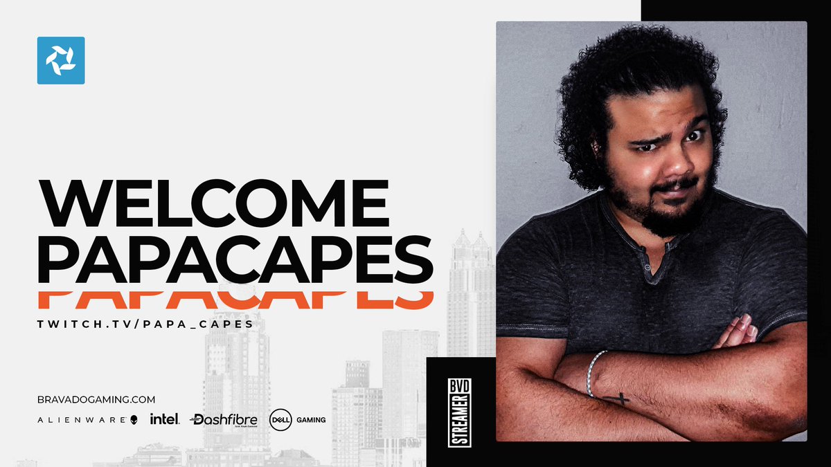 bravadogaming's tweet photo. Introducing @Papa_Capes to the #bvdstreams team as our new @RocketLeague / variety @Twitch streamer!

Welcome to the world of Bravado with open arms! 

✅ Debut: Monday 13 September!
☑️ More: https://t.co/lZgCUbbWDb

🔽
#bringthebravado
#bvdXalienware #bvdXintel #bvdXdash #twitch https://t.co/NuJiOdK7qG