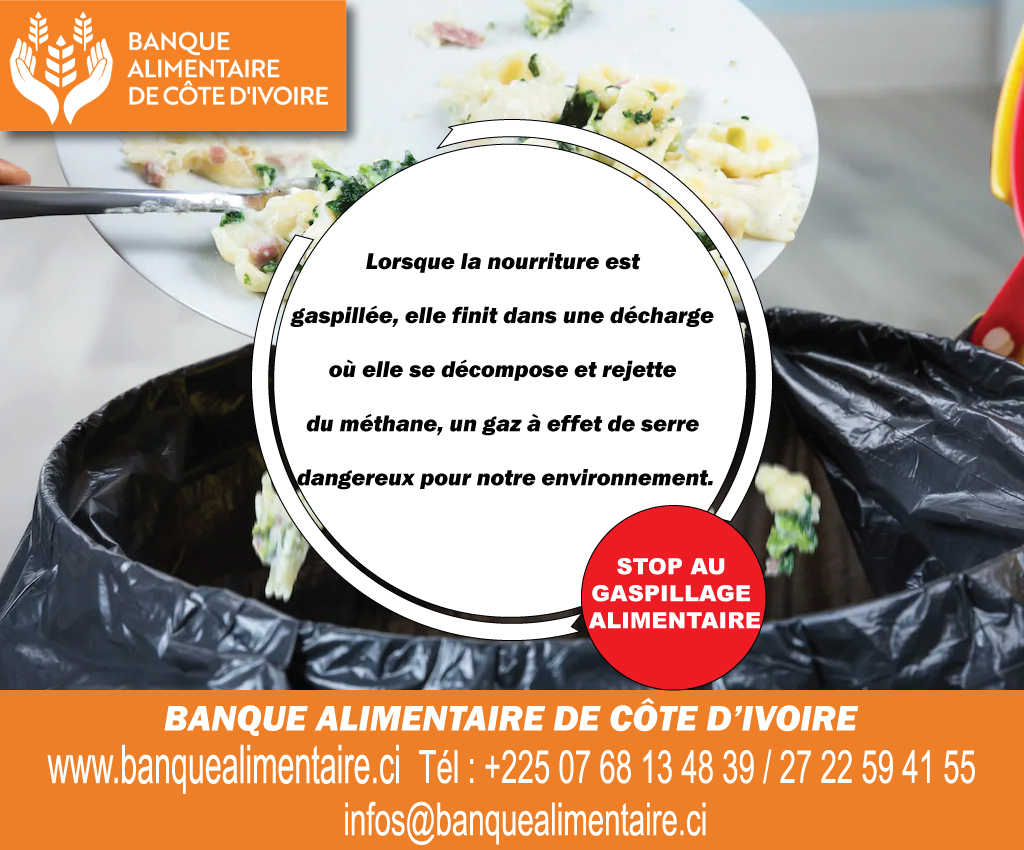 BanqueIvoire's tweet photo. Pourquoi lutter contre le gaspillage alimentaire ? 

Lorsque la nourriture est gaspillée, elle finit dans une décharge où elle se décompose et rejette du méthane, un gaz à effet de serre dangereux pour notre environnement. https://t.co/zcxb0XIYAC