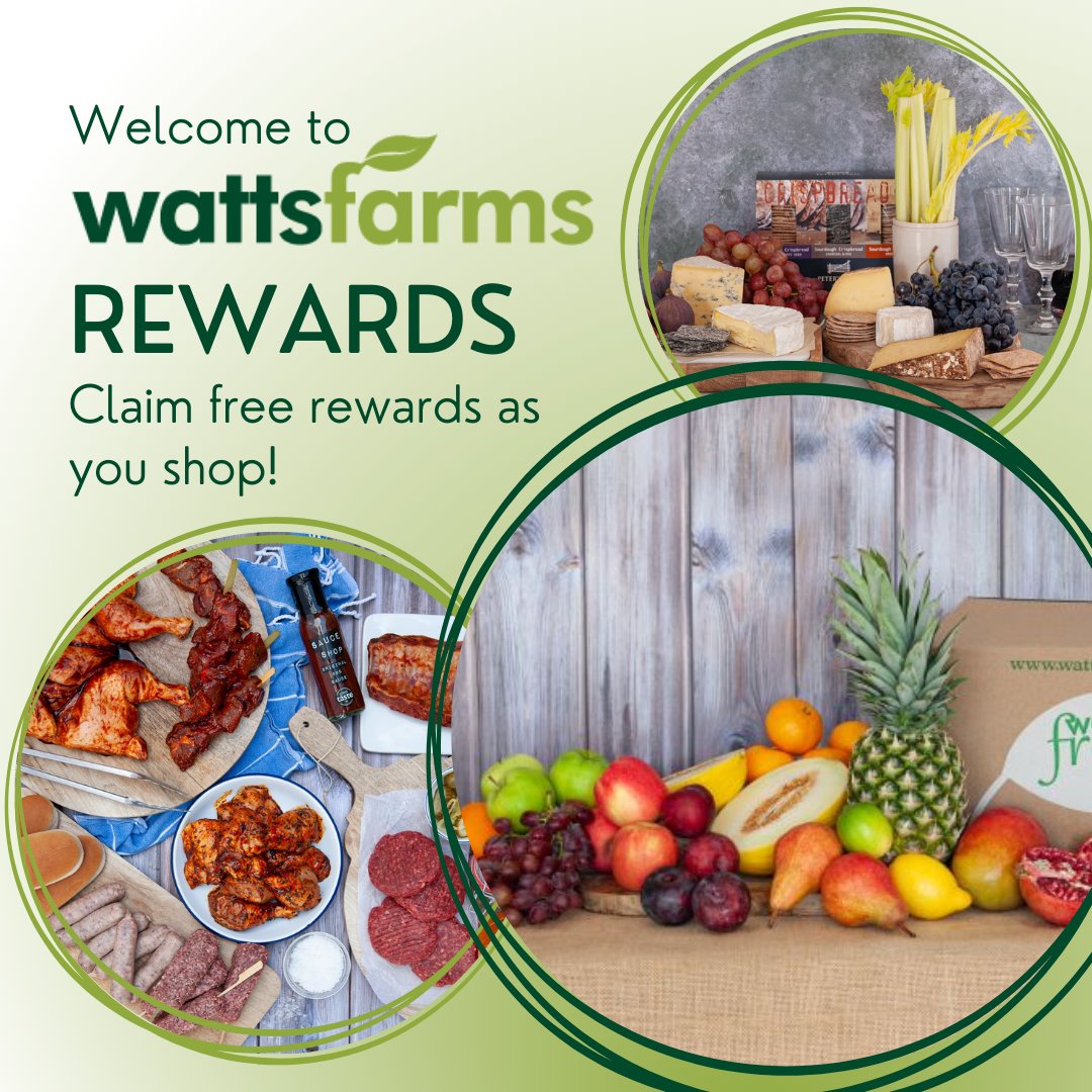 ✨Introducing our new rewards scheme for shopping with Watts Farms! ✨

You can now collect 1 point for every £1 spent on our online shop.

Some of our rewards on offer include our Luxury BBQ Meat Box, The Artisan British Cheese Box, and the Premium Fruit Box.

#Rewards #Farm