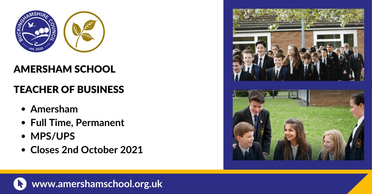 Do you have experience of Teaching Business? Amersham School are seeking to appoint an enthusiastic and innovative Teacher of Business to join their successful and dynamic department.
Apply now: crowd.in/rkp8h4

#Teacher #TeachingJobs #ClassTeacher