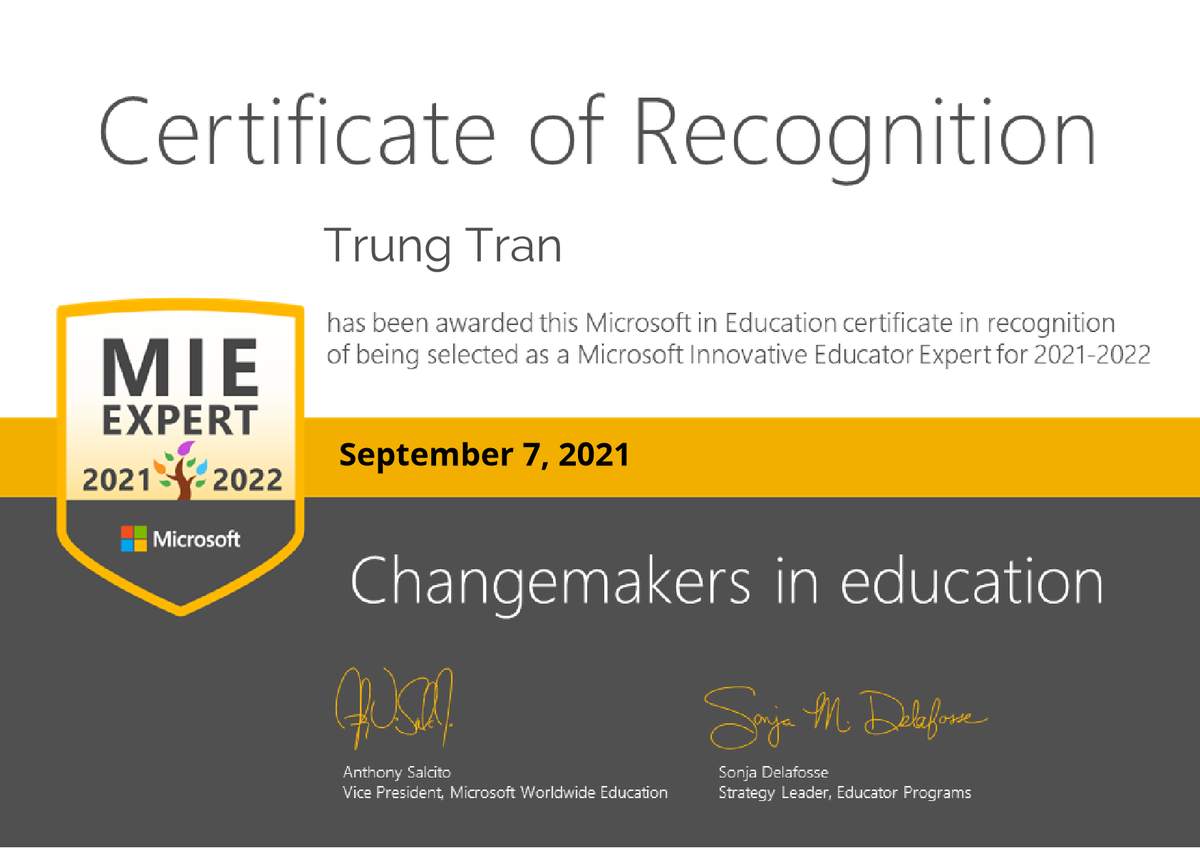 Trungtran040396's tweet photo. So excited to get MIEE certificate
#MIEExpert 
#MicrosoftEDU https://t.co/krDIcJMCU8
