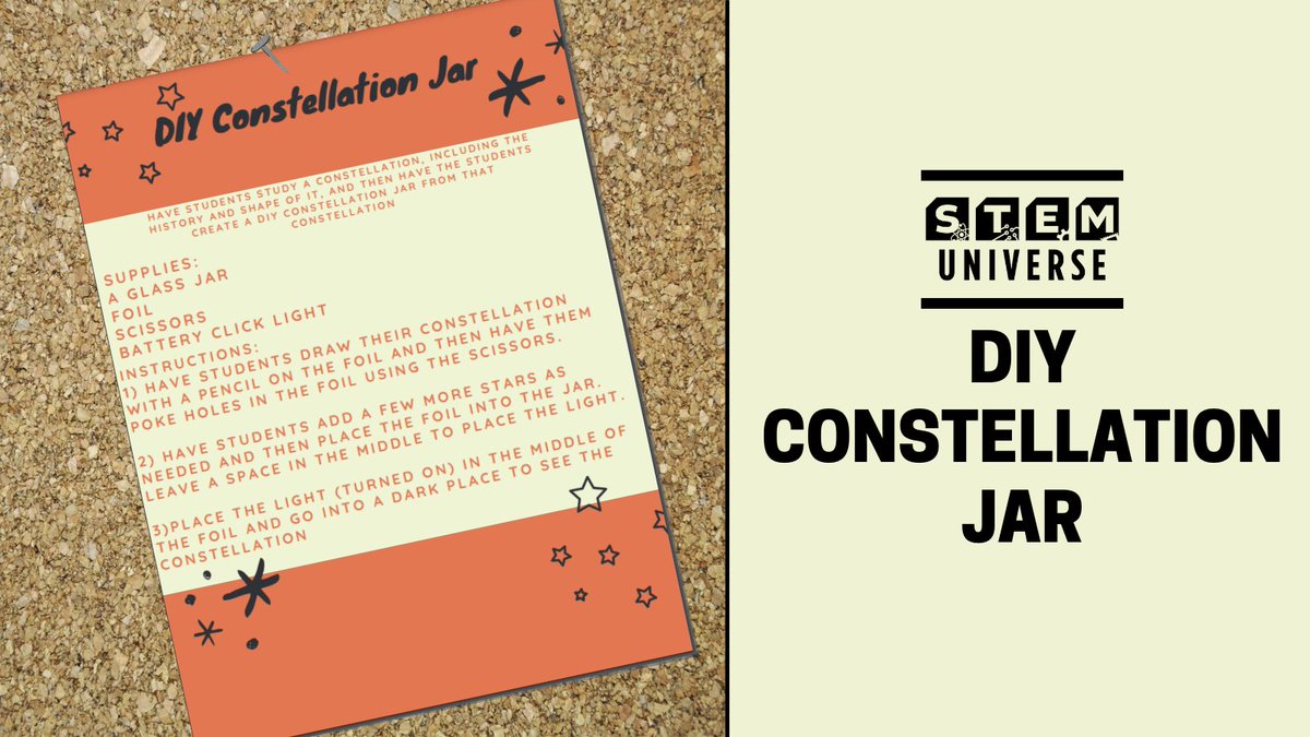 STEM_Universe's tweet photo. Introducing constellations to your students? Have them learn through creating a constellation jar! https://t.co/YeGliOWOVn https://t.co/3U3JsQzxbo