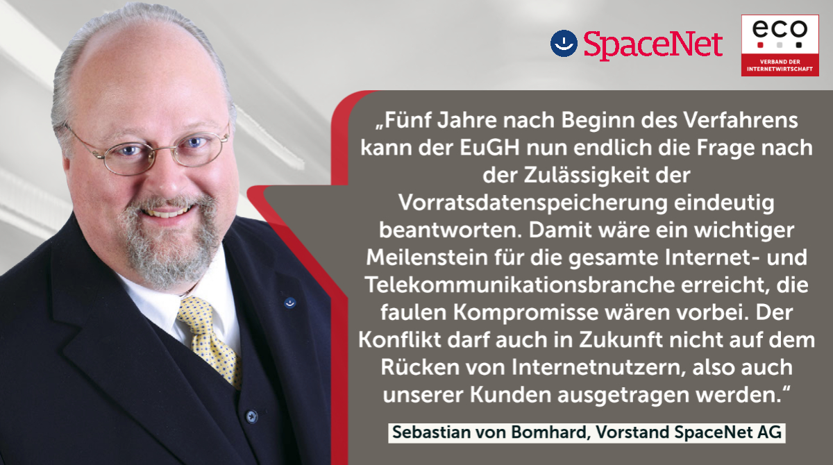 Wir wollen die deutsche Vorratsdatenspeicherung endgültig kippen. Next step: 13. September 2021. Mündliche Verhandlung Europäischer Gerichtshofs.
 
space.net/news/eugh-verh…
 
#eugh #vorratsdatenspeicherung #vdsneindanke #spacenet #eco