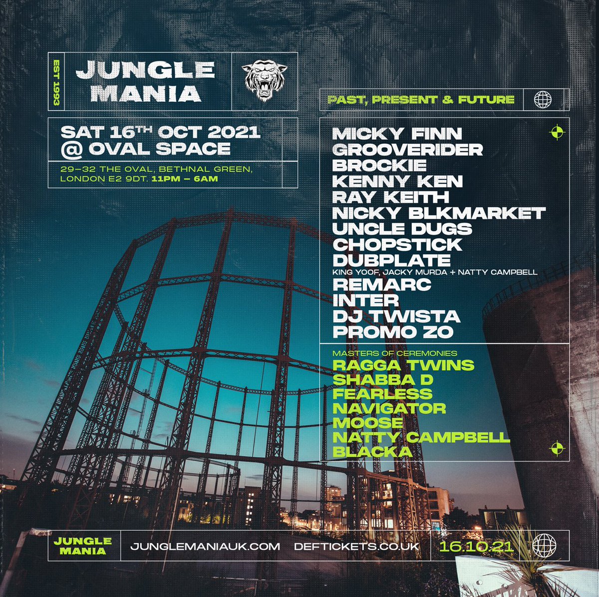 Line up announced for our next London show... Sat 16th Oct @OvalSpace #EastLondon Tix junglemaniauk.com | @raggatwinz @raggatwinzz @shabbadan @Fearlessdnb @Navi4Real @mcmoose600 @McBlacka @InterDefinition @dj_twista @PromoZO