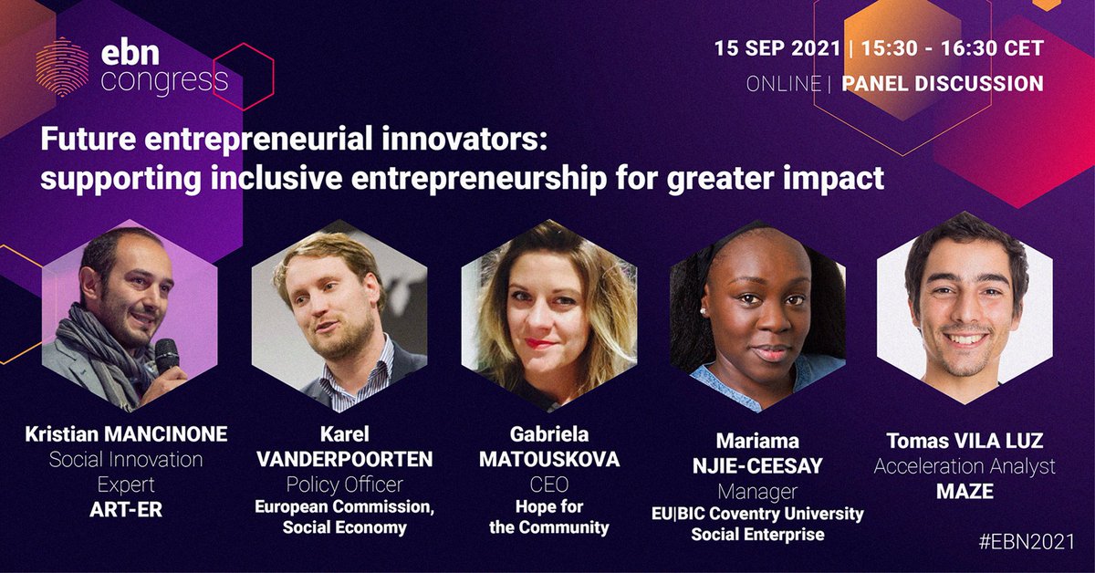 EBN -European Business & Innovation Centre Network (@eubic) on Twitter photo Future entrepreneurial innovators
📅 15 Sept – 15.30 #EBN2021👉ebncongress.eu
Hosted by <a href="/BetterIncub/">Better Incubation</a>, this session explores how inclusive business support services bring:
✅More impactful entrepreneurship
✅Otherwise missed socio-economic opportunities for your region Future entrepreneurial innovators
📅 15 Sept – 15.30 #EBN2021👉ebncongress.eu
Hosted by <a href="/BetterIncub/">Better Incubation</a>, this session explores how inclusive business support services bring:
✅More impactful entrepreneurship
✅Otherwise missed socio-economic opportunities for your region