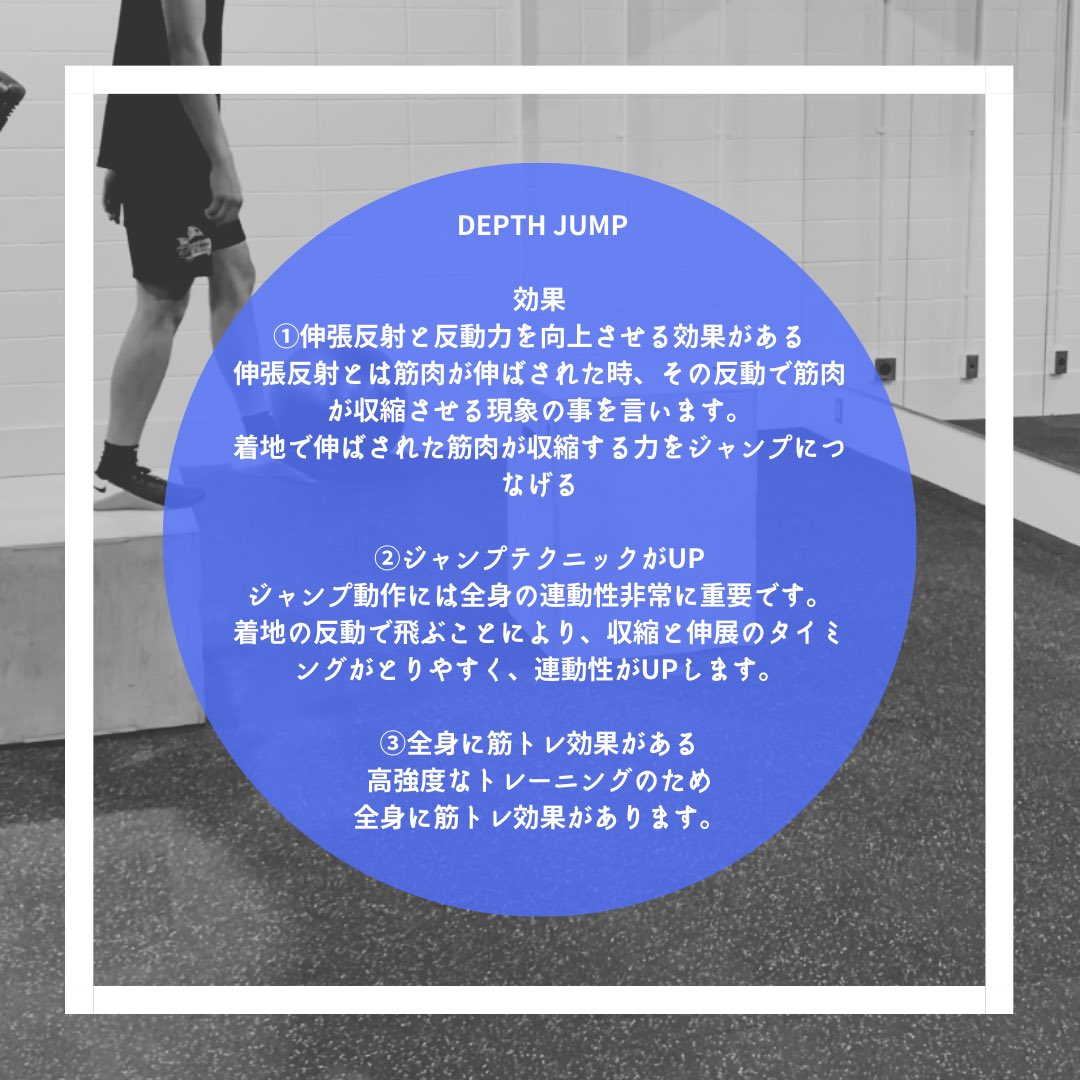 mason_t_studio's tweet photo. 【KING OF JUMP TRAINING 】
ジャンプトレーニングをどれか１つしかできないとしたら

今回はジャンプ力、瞬発力アップに効果があるデプスジャンプの紹介です😌

強度の高いトレ���ニングなので、ケガには注意しながら取り入れていきましょう

#デプスジャンプ 
#プライオメトリクス
#トレーナー募集 https://t.co/1so9W0T5Ng