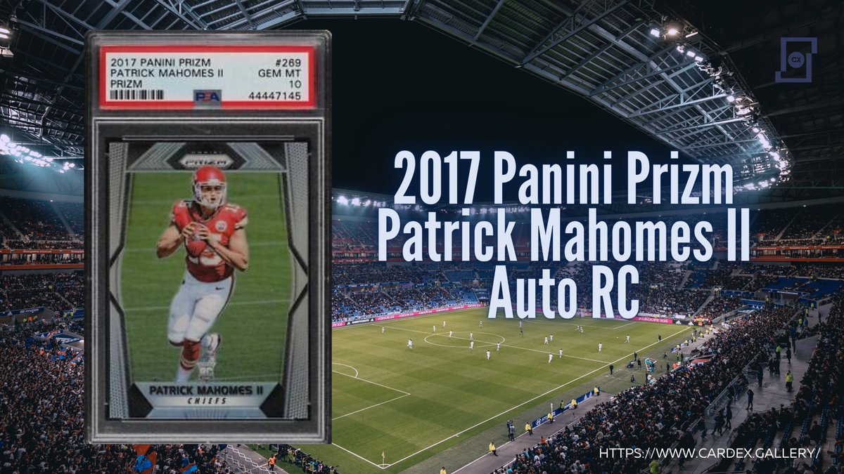 CardExToken's tweet photo. The 2017 Panini Prizm Patrick Mahomes II Auto RC  /10 #RAPM shines without having an autograph or jersey patch, only great color schemes that are popping out and eye-catching at first glance. 

#cardextoken #tradingcards #NFLcards https://t.co/745M4eVgxM