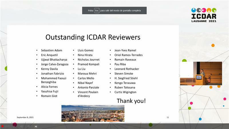 Today there have been so many things going on at #icdar2021 

1⃣ <a href="/JosepLlados/">Josep Lladós</a>, #CVC director, gave the welcome speech as the program committee chair

2⃣ Four #CVC researchers have been recognized as outstanding reviewers:<a href="/AliciaFornes/">Alicia Fornes</a>,Lluis Gomez, Oriol Ramos,@pau_riba 

(Cont👉)