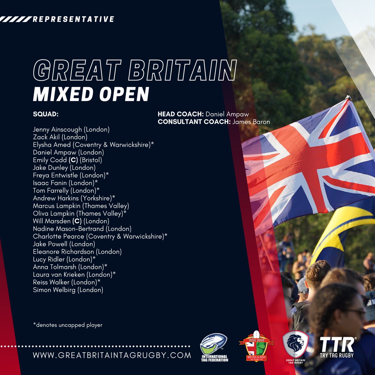 TryTagRugbyUK's tweet photo. 🦁 Great Britain squads announced for British &amp; Irish Cup 2021 + first look at the Great Britain kit.

📲 Read more https://t.co/nQzxk7Zbt6

🧵1/3 https://t.co/6QAk7nphLX