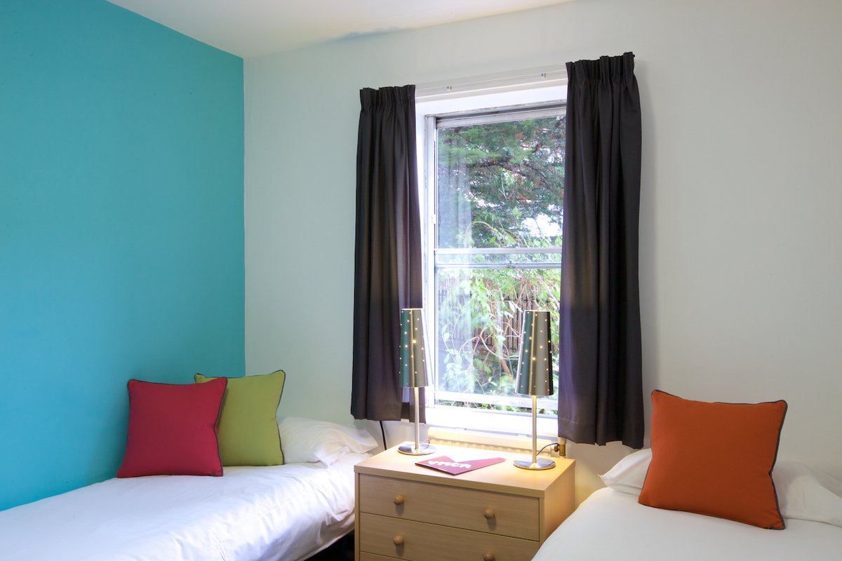 BridgeInteriorC's tweet image. Case Study!✨
This YMCA hostel is surrounded by the rich history in the center of Bath,  The client desired plain unlined dim-out curtains in a grey material to work with their brightly painted rooms. These were made to order from stock fabric.

#casestudy #curtains