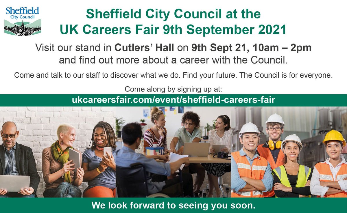 TOMORROW 
UK CAREERS FAIR IN SHEFFIELD

📅9th September 
🤗Sheffield Careers Fair 
📍Cutlers Hall 
🕐10am-2pm

Register on the link below⬇️⬇️
ukcareersfair.com/event/sheffiel…
@opportunityshef #SheffieldisSuper #SheffJobs