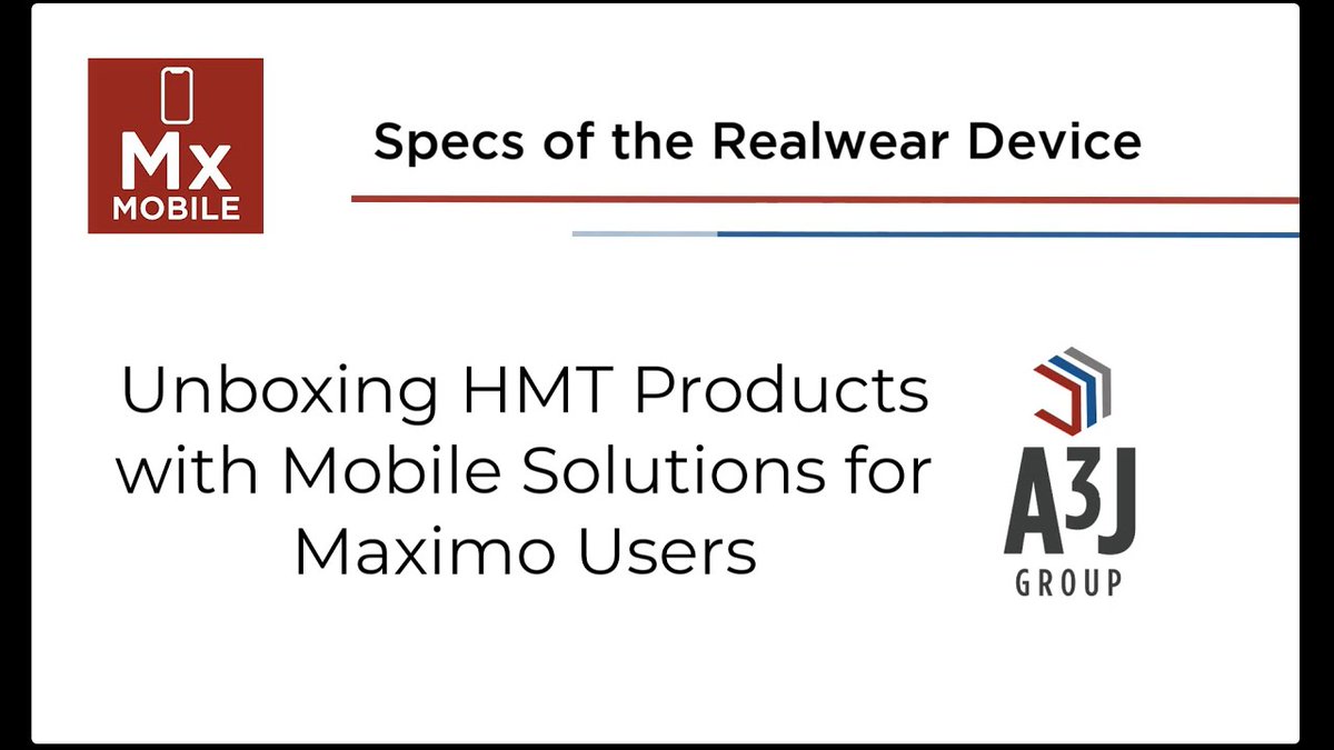 thea3jgroup's tweet image. Here’s a bit of #TechSpec for you. As @al3xwalter spotlights a few of the hardware and software specifications of the @realwearinc HMT-1 you’ll see just how far our technology has advanced: youtu.be/sppShp6FYuY

Oh and FYI the #MxMobile suite of apps is fully Realwear enabled!