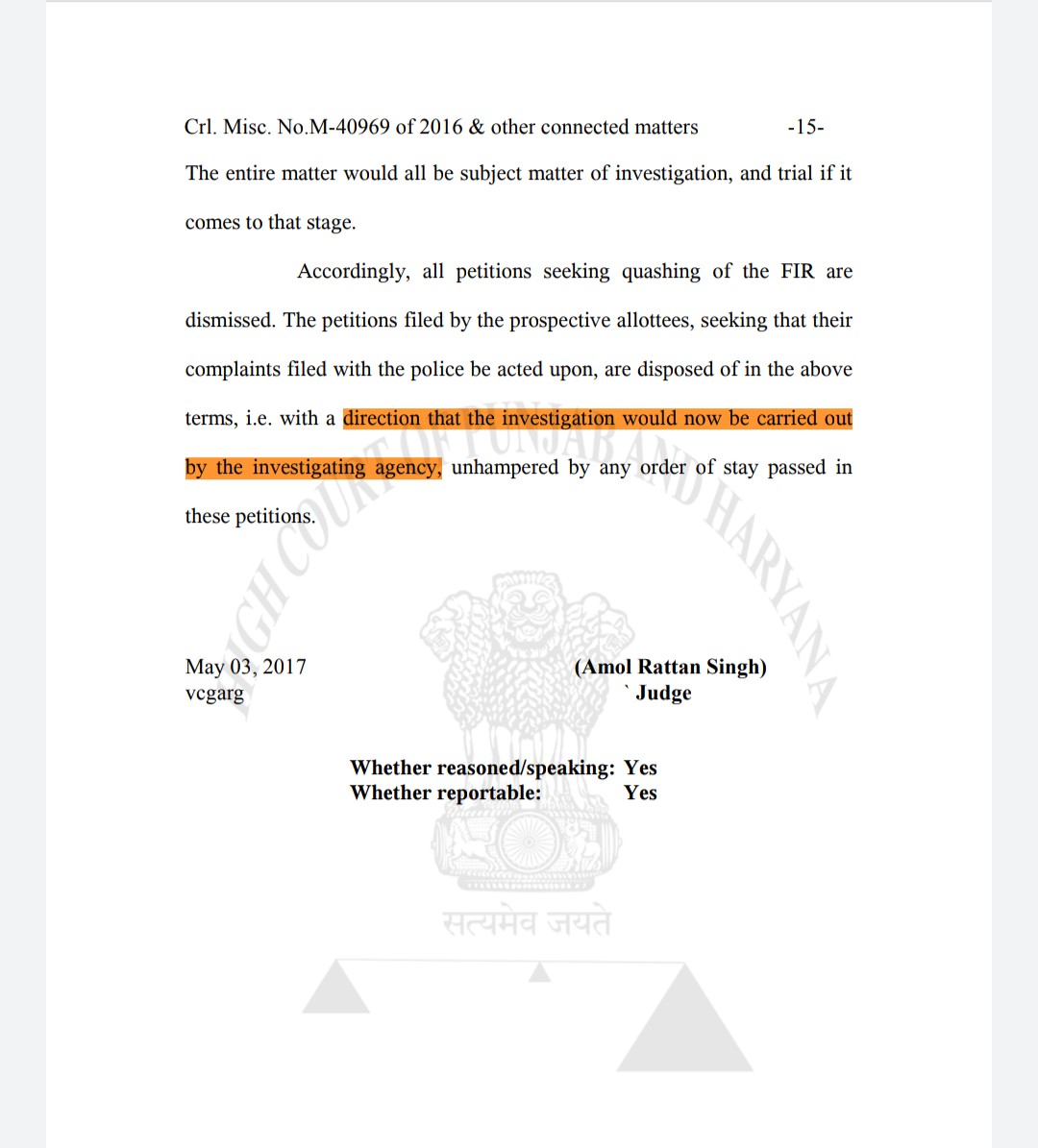 PuneetGutt's tweet photo. @PunjabPoliceInd 
@DGPPunjabPolice
@sasnagarpolice
#SkyRockCity
@India_NHRC  
High Court Decision dt. May 03, 2017, Crl. Misc. No.M-40969 of 2016 ordered Investigation,
Register FIR in my complaint Reg No374/SPL-2/SSP dt 5/4/2020, SAANJH UID No1613015 dt 25-7-2019  SKY ROCK CITY https://t.co/gsbdrp1yfG