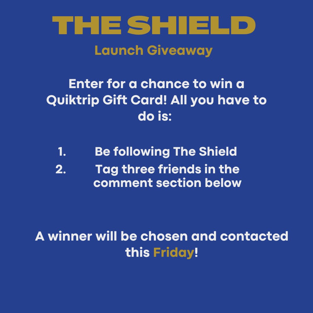 stashield's tweet image. 2021 LAUNCH GIVEAWAY

Enter to for a chance to win a Quiktrip gift card! All you have to do is: 

1. Be following the Shield
2. Tag three friends below and secure your entry 

A winner will be chosen this Friday!