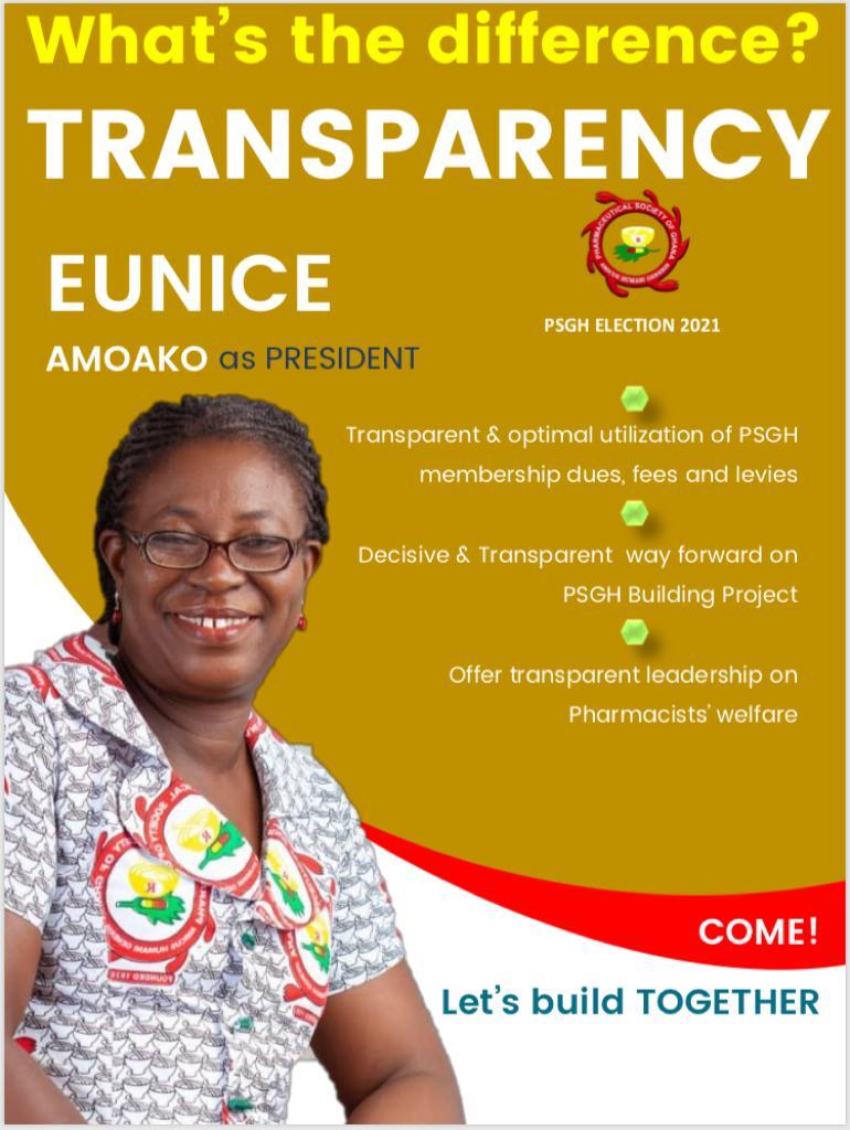 EUNICE4PSGhPrez's tweet photo. The administration of Pharm Eunice when you give her your mandate promises Transparency in all affairs of the Society. 

#EUNICE4PREZ #PSGHAGM2021 #BuildingTogether https://t.co/VtHIN6t4lp
