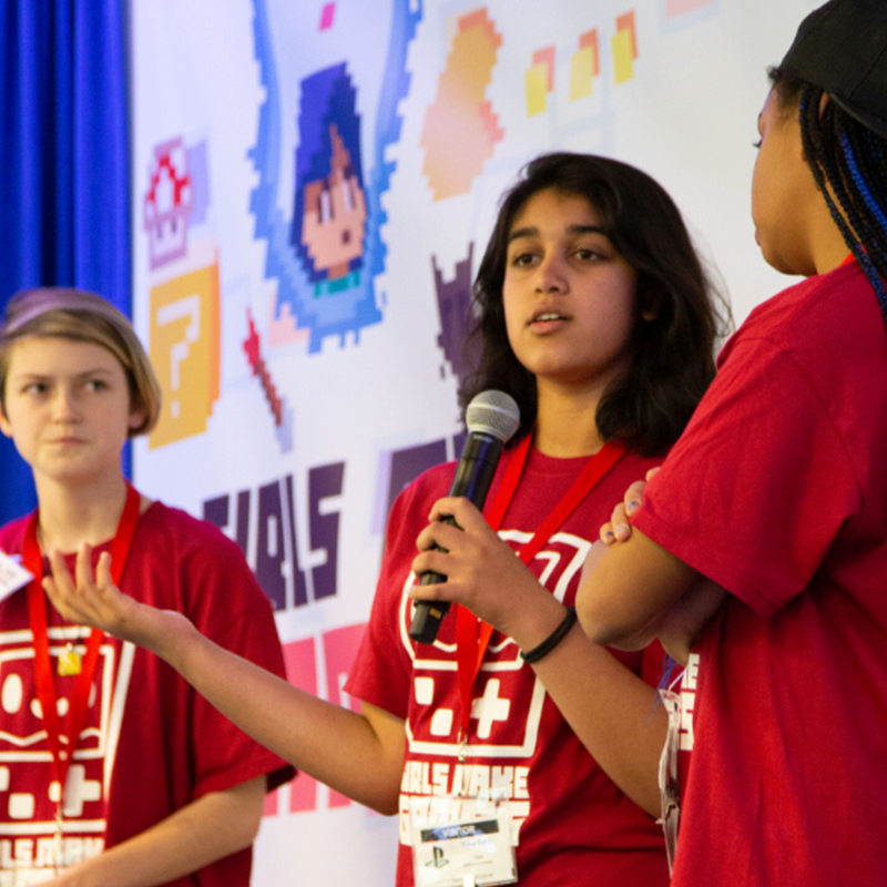 SonyGroupGlobal's tweet photo. “Girls Make Games” is a series of summer camps for girls to make video games. The Demo Day 2021 was a success. 🎉​
​
130 participants from 79 cities took part in the event, and winners were chosen. 👏 Sony Interactive Entertainment congratulates the winners.​
​
#FutureSony