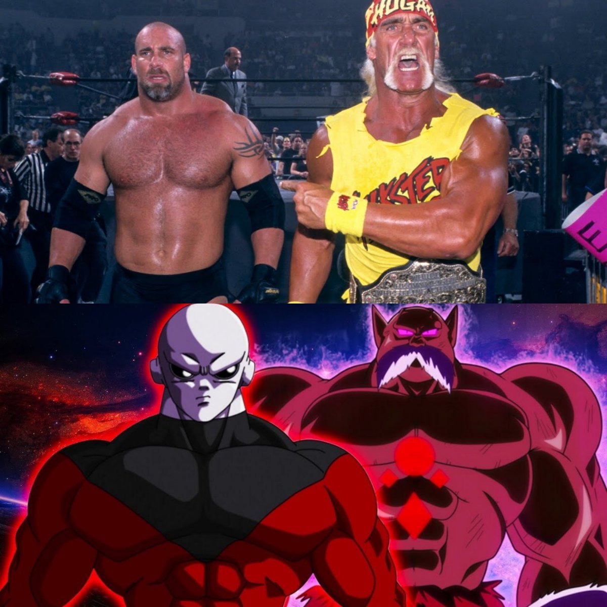 DefrainUK's tweet photo. You will never unsee it now. #jiren #DragonBallSuper #toppu #pridetroopers #goldberg #hulkhogan #dbs https://t.co/pdZhBXVhc8
