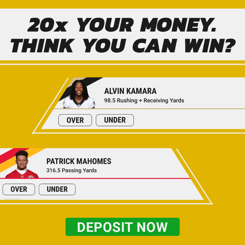 Underdog's tweet photo. No salary cap, no draft - just pick OVER or UNDER on football player yards or points to win 20x your money in one day. 👇

Pick’em on Underdog is the fastest way to play fantasy with a chance to win big bags of cash.

Free $10 with first deposit - no strings attached!
