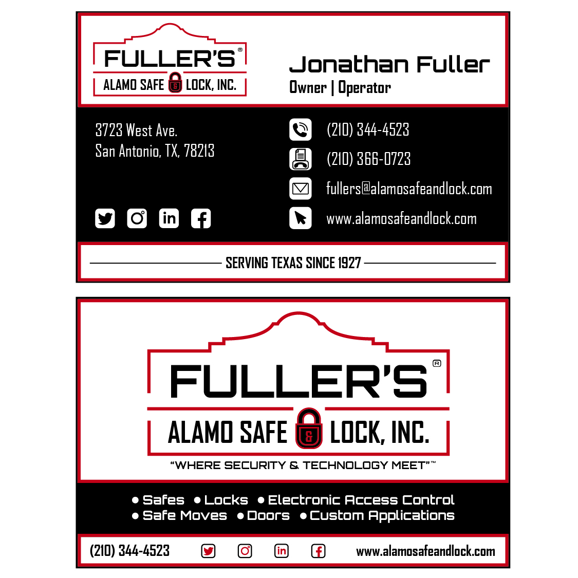 MidgardMulti's tweet photo. Logo redesign and business cards for local locksmith. (Disclaimer: I do not own the rights to any names, slogans, or logos. This is a portfolio piece and has not been commissioned by the company.)
#locksmith #sanantonio #safe #lock #logo #illustrator #graphicdesign #adobe #alamo https://t.co/Q6QgRYwJel