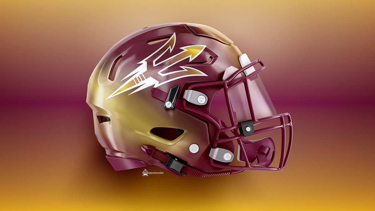 My attempt to simulate the #DesertSunset helmet design by @SunDevilEquip. Well done, @jneilly77 & crew. Go Devils! #ForksUp