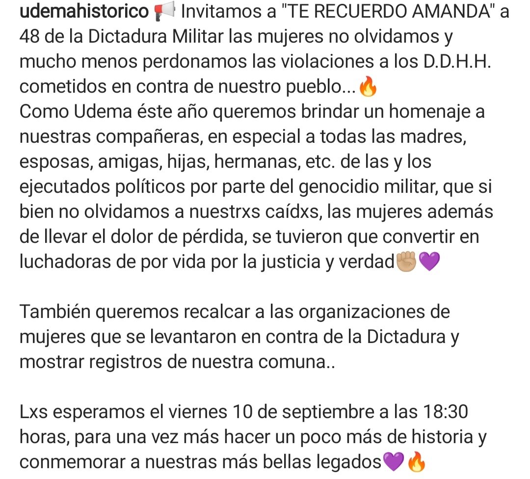 "Te recuerdo Amanda" 

Viernes 10 de septiembre a las 18:30 hrs. 📣

Plaza de la resistencia (Ex plaza de armas Copiapó) 💥