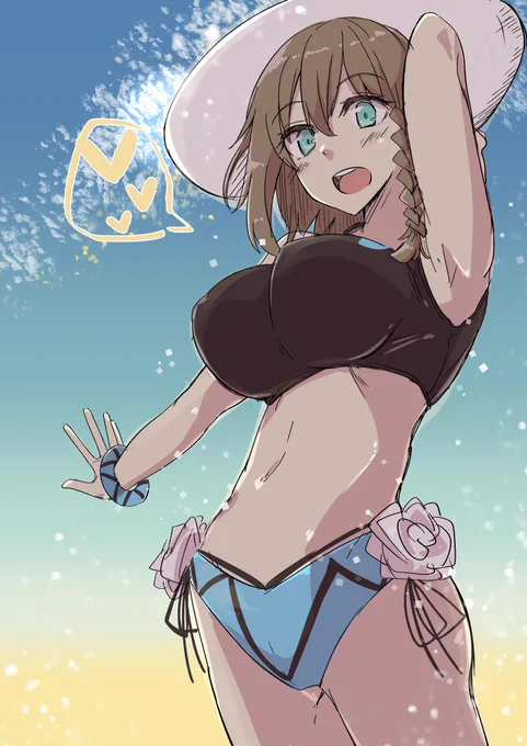 シャルロット「貴方のサーヴァントの水着姿です。いっ、いかがですかマスター?」 #FGO 