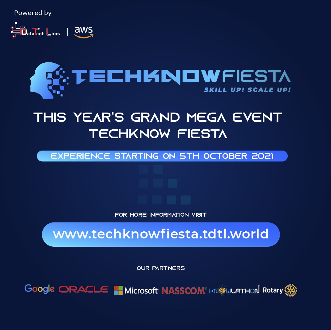 techknowfiesta's tweet image. Gear up for a fantastic learning experience with TechKnow Fiesta, one platform serving all. Reaching to you for a gentle reminder.
Enroll Now
techknowfiesta.tdtl.world
#techknowfiesta #cloudtechnology #artificialintelligence #machinelearning #LNA #learningneedsanalysis
#awsprogram