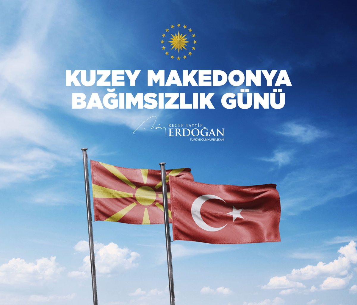 Tarihi kardeşlik bağlarımızın olduğu Kuzey Makedonya Cumhuriyeti’nin bağımsızlık yıl dönümünü tebrik ediyorum. 🇹🇷🇲🇰

Tüm Kuzey Makedonya halkına huzur ve refah diliyorum.