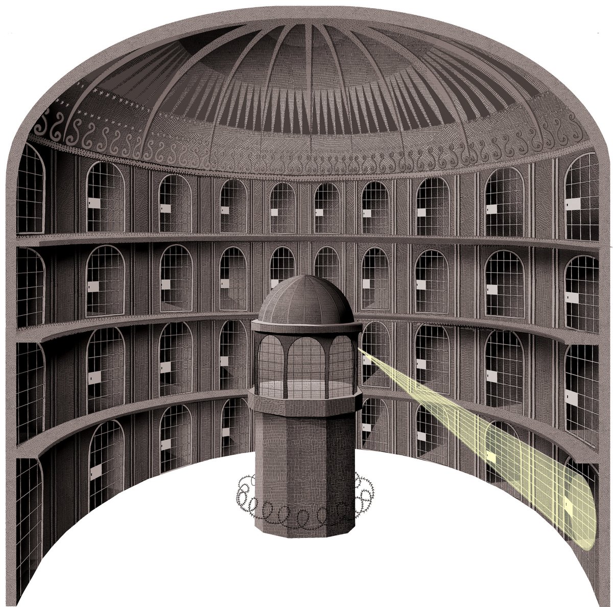 siff_bs's tweet image. اقتراحات #تعاريب_فاتحة (من الفتح العربي الإسلامي نقيضًا للاستعمار):
"سجن المُحلَّق"؛ لأنّ نظامه كالحَلَقة حول السّجان الذي يُراقِب، في مقابل تسمية "البانوبتِكُون".