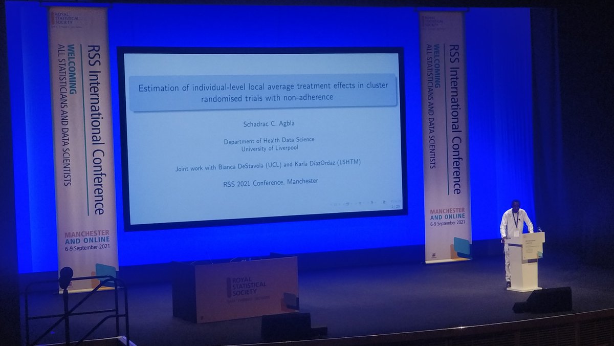 How can we estimate treatment effects in cluster randomised trials when there is non-adherence? Dr Schadrac Agbla has some answers at #RSS2021Conf <a href="/RSSAnnualConf/">Royal Statistical Society International Conference</a> <a href="/ISEG_LSHTM/">International Statistics and Epidemiology Group</a> <a href="/LivUniIPH/">Institute of Population Health</a>