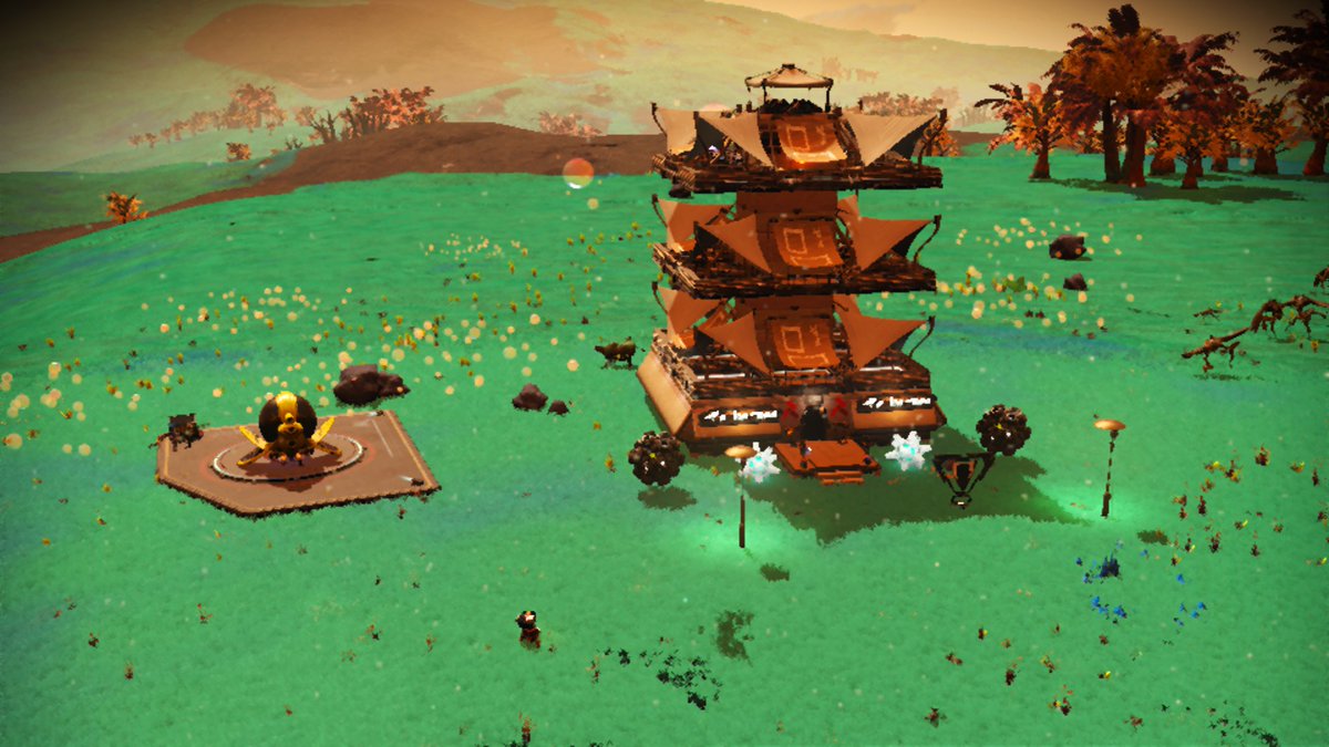 Sifu_gaming's tweet photo. Found this paradise anomalous planet and decided to build my museum of items on it. Such a great place in the Hesperius Galaxy. @NoMansSky @NoMansSkyGame #Brimetime https://t.co/KprSJf8OvS