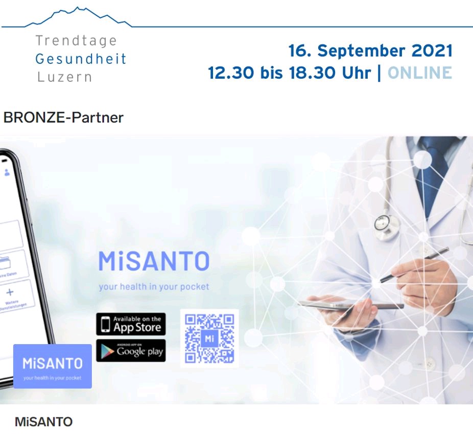 Corona – Sprungbrett zu mehr Innovation? Wir freuen uns als Bronze Partner <a href="/TrendGesundheit/">Trendtage Gesundheit Luzern</a> zu unterstützen und mit unserem Topic Table "Telemedizin und mobile Health nach Corona"uns mit den Teilnehmenden auszutauschen.
lnkd.in/dv9jtz8
#luzern #telemedizin #misanto