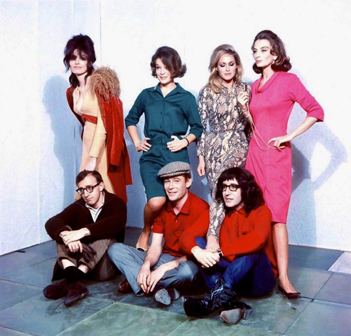 The cast of “WHAT’S NEW PUSSYCAT” (1965) dir. Clive Donner, seen here in a production still at Paris Studios Cinéma,Hauts-de-Seine in 🇫🇷#France 

#PaulaPrentiss
#RomySchneider
 #UrsulaAndress 
#Capucine
#WoodyAllen
#PeterOToole
#PeterSellers