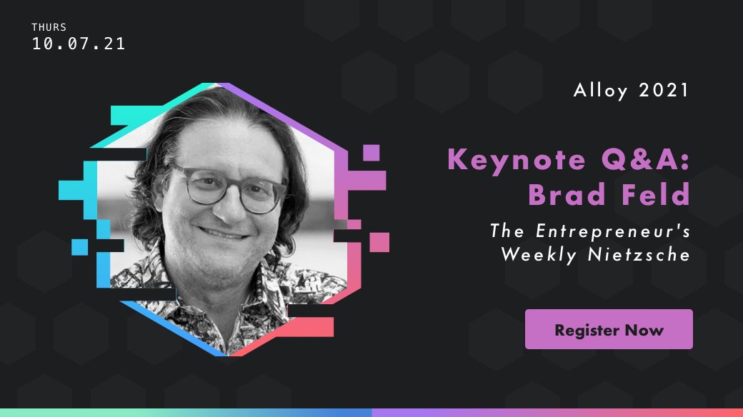 alloy_partners's tweet photo. So excited to welcome @bfeld to the #Alloy2021 main stage on October 7!

Don't miss this and other exclusive sessions -- register now: https://t.co/y2TpI9mrJG https://t.co/XqP4WrUluJ