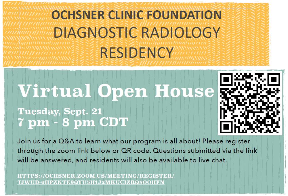 James Milburn MD, FACR, FSNIS, MMM (@docroc99) on Twitter photo Ochsner Radiology virtual Open House, come meet our great group of residents and staff 9/21/21, 7pm CDT <a href="/futureradres/">Future Radiology Residents</a> ochsner.zoom.us/meeting/regist… Ochsner Radiology virtual Open House, come meet our great group of residents and staff 9/21/21, 7pm CDT <a href="/futureradres/">Future Radiology Residents</a> ochsner.zoom.us/meeting/regist…