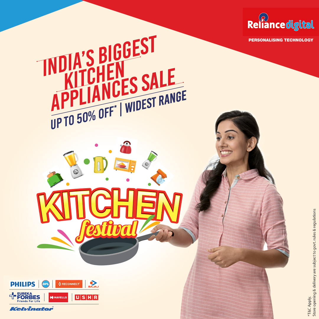 Reliance Digital on X: "India's biggest kitchen appliances sale is here!  Get up to 50% off on the widest range of kitchen appliances at the  #KitchenFestival! Place your order on https://t.co/rHRgMyGAsE. Also,
