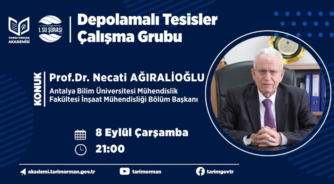 TORakademi's tweet photo. Prof. Dr. Necati Ağıralioğlu 1. Su Şurası çalışmaları kapsamında “Depolamalı Tesisler Çalışma Grubu” konusunu anlatıyor. Takvimlerinize eklemeyi unutmayın. #SuVatandır https://t.co/aRyuAmLudG