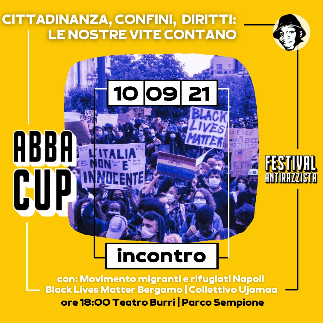 Venerdì 10 la prima giornata di 

Vi aspettiamo al parco Sempione.

abbavive.org

#AbbaCup2021 #Abbavive #poesie #lenostrevitecontano #lenostrevocicontano  #blacklivesmatter #nidivuoti #decomporreedizioni

<a href="/Abba_Vive/">Abba Vive</a> <a href="/DonDuritoBooks/">Don Durito Libreria</a>