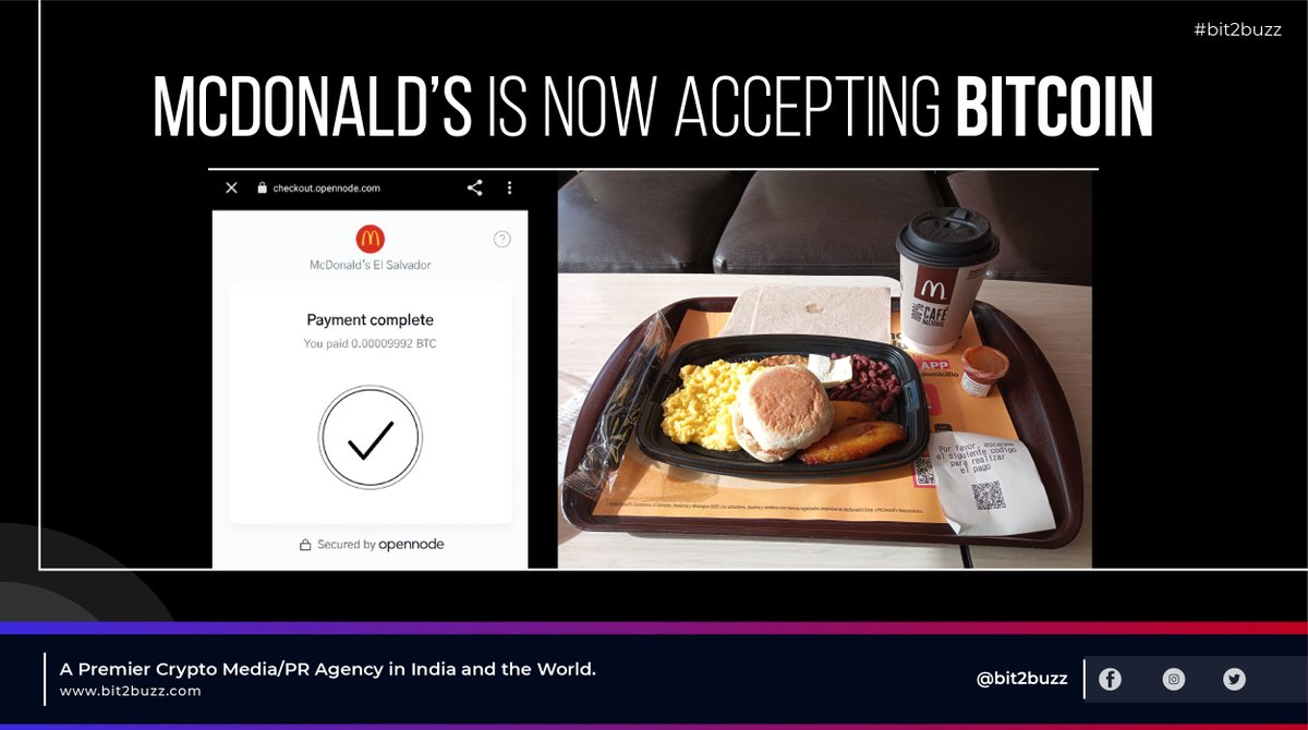 Bit2Buzz's tweet image. McDonald’s is now accepting bitcoin

#bit2buzz #Bitcoin #Crypto #BTC #cryptocurrency