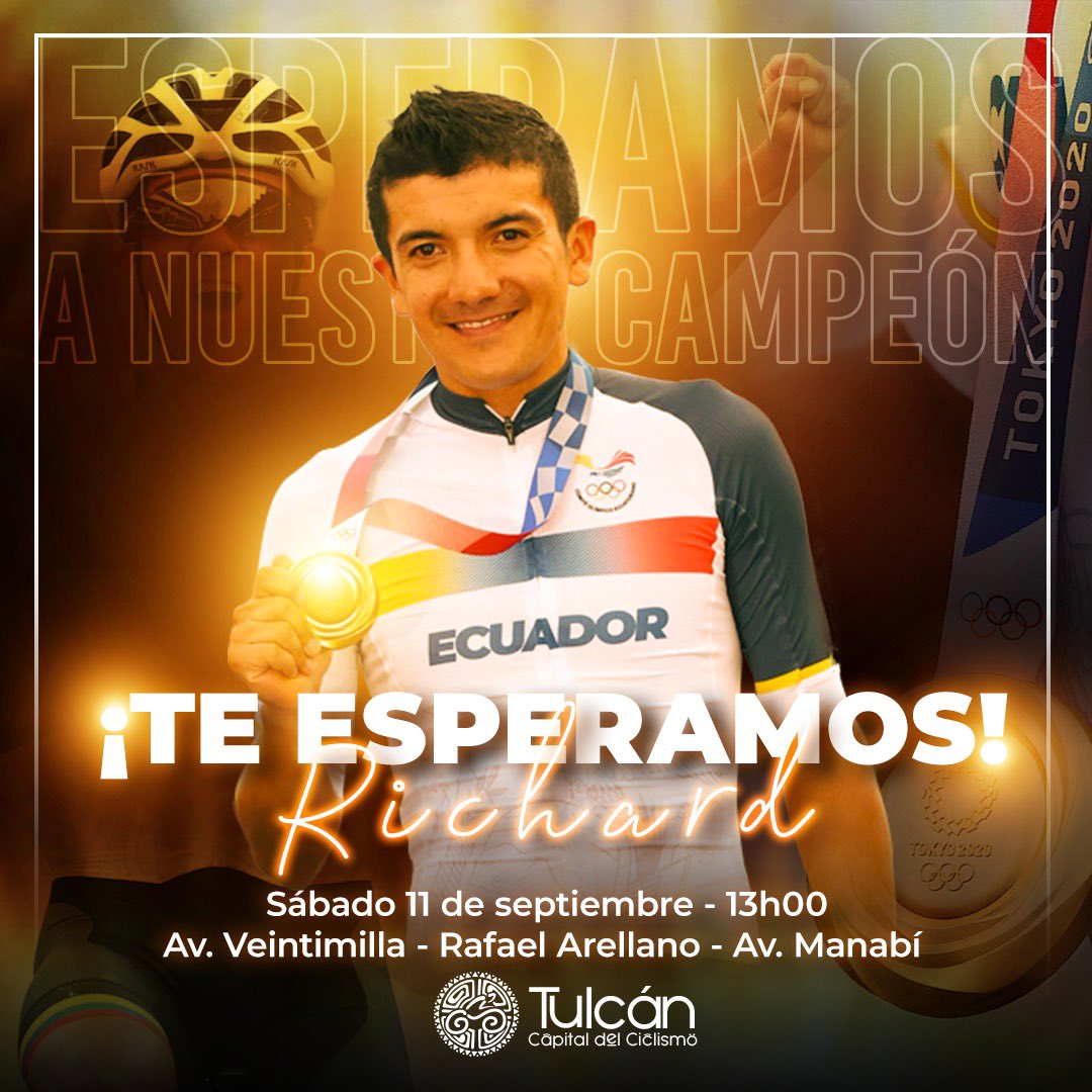 GADMT04's tweet photo. Este sábado recibimos a nuestro Campeón Olímpico 🥇
@RichardCarapazM https://t.co/CpTznwICk6