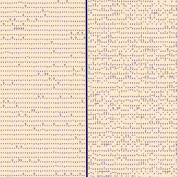 Removing everything from a novel *but* the punctuation -- to see an otherwise hard-to-spy aspect of a writer's style: medium.com/@neuroecology/…

Here's the punctuation in "Blood Meridian" by Cormac McCarthy