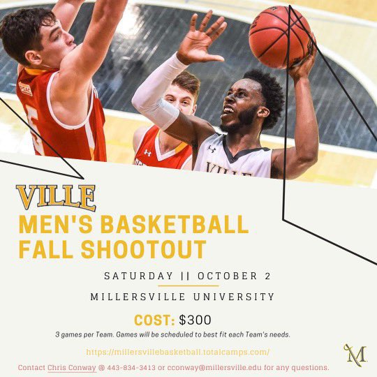 Sign up today and reserve your spot for the Millersville Fall Shootout! Teams from PA, NJ, MD, DC and VA have already signed up. Will be a great day of competition and hoops! #GoVille millersvillebasketball.totalcamps.com/shop/EVENT
